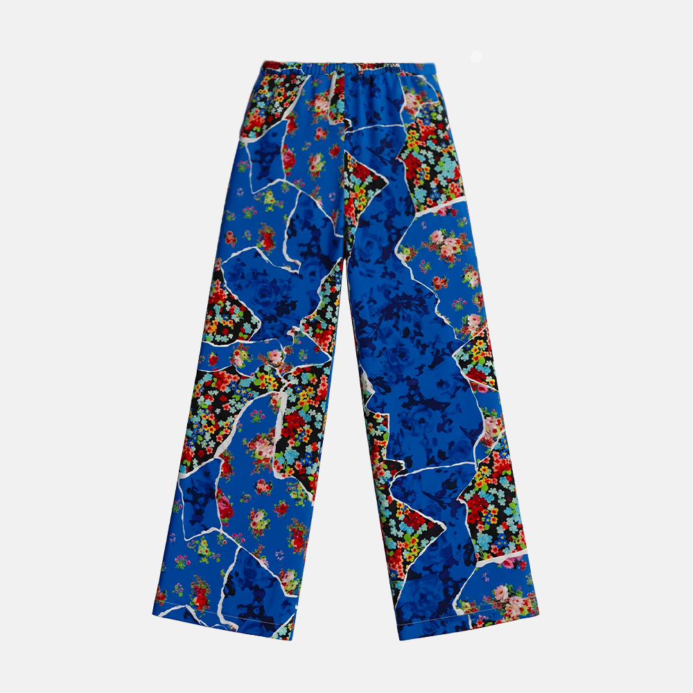 Super Flea Market+MSGM Milano+blue and fower printed pants+Saffron Vadher3
